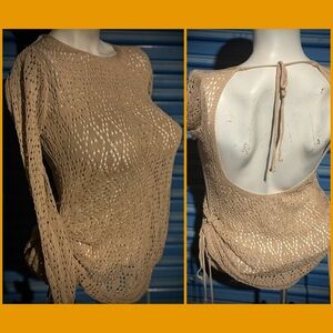Elegant Tan Crochet Women Top